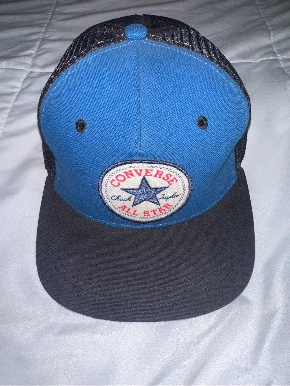 Converse Blue Front Black Mesh Trucker Cap